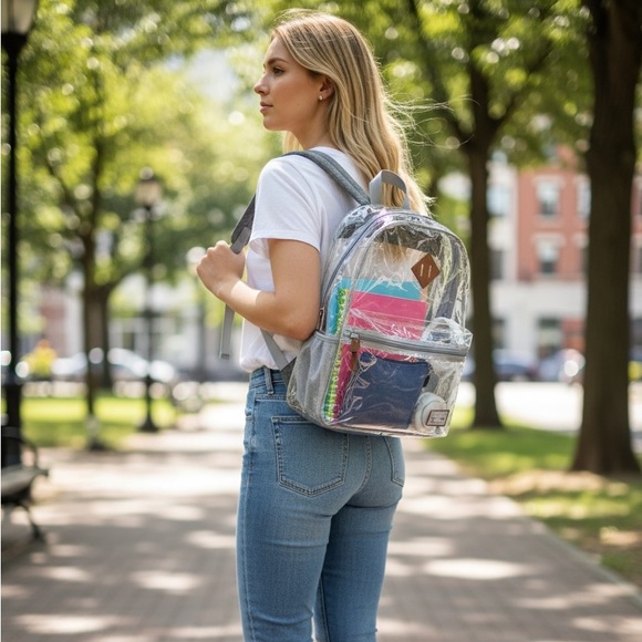 Clear transparent see through light backpack bag main image 7